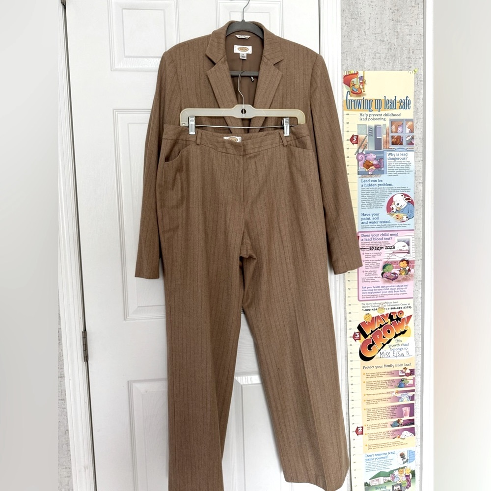 Talbots Brown Pinstripe Blazer & Pants Suit